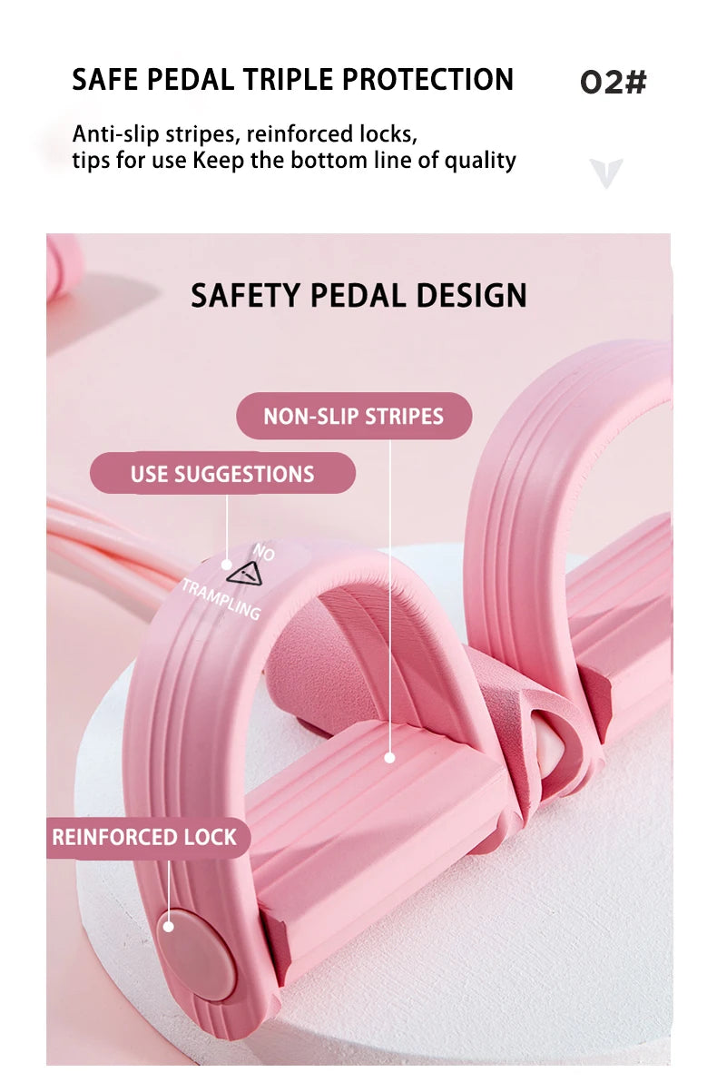 Multifunction Tension Rope 6-Tube Elastic Yoga Pedal Puller Resistance Band Tension Rope for Leg Stretching Slimming Training