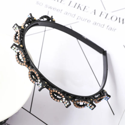 Double Layer Braided Headband With Pearl Accent Comfortable - Smarsty