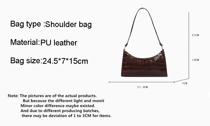 PU Leather Alligator Pattern Women Slim Shoulder Bag Purse - Smarsty