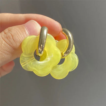 Multicolor Transparent Flower Drop Earrings for Women Fashion - Smarsty