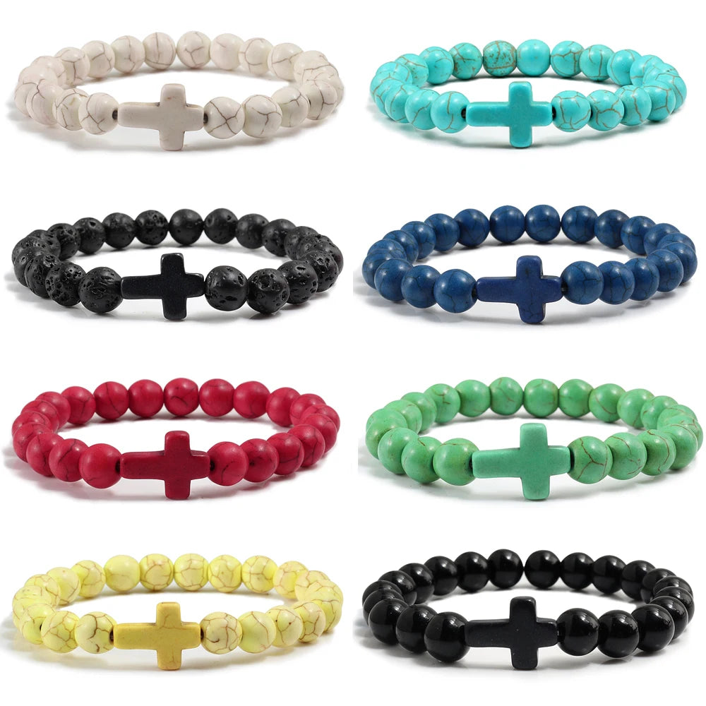 Fashion Jesus Cross Natural Stone Bracelets for Yoga - Smarsty