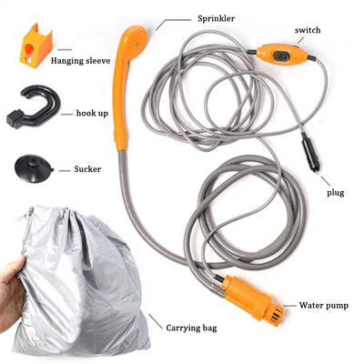Portable Camping Shower Hiking Travel 12V Car Cigarette Lighter Outdoor Bath Shower of Plant Watering Car Cleaning Pet Bath Pump by Smarsty