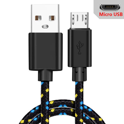 Micro USB Cable 1m/2m/3m Data Sync USB Charger Cable For Samsung Huawei Xiaomi HTC Android Phone Nylon Braided Microusb Cables - Smarsty