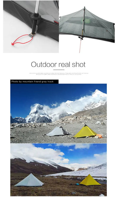 FLAME'S CREED Lanshan 1 Person Oudoor Ultralight Camping Tent Single Man 3 Season Professional 15D Silnylon Rodless Tent by Smarsty