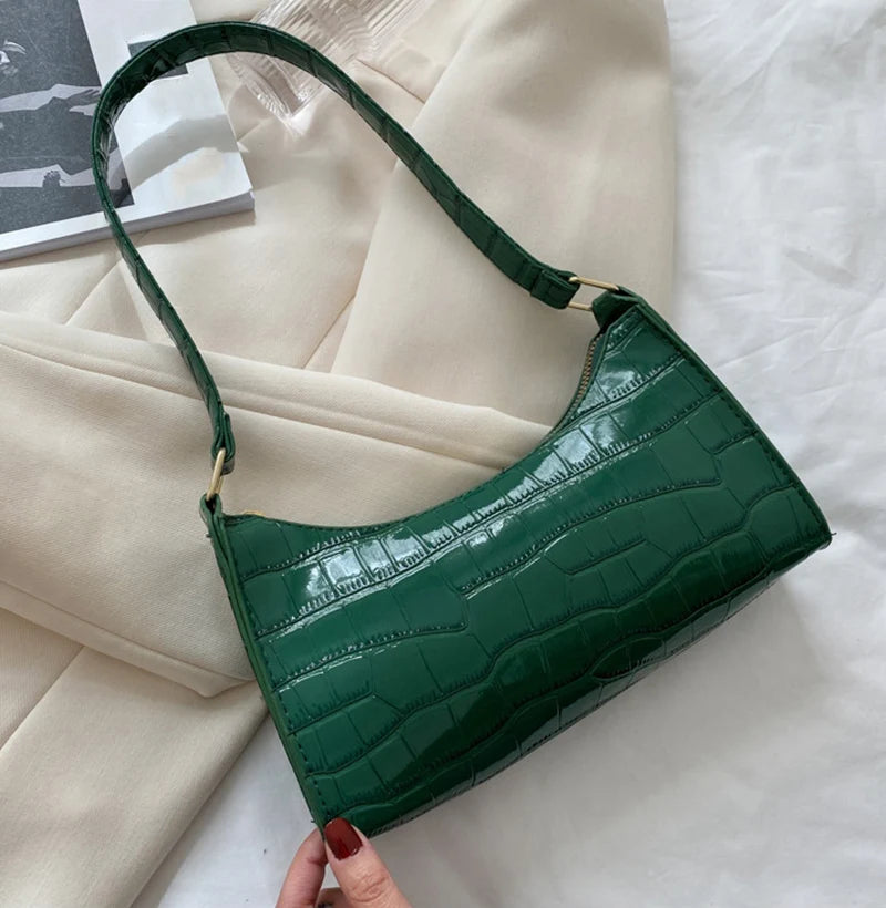 PU Leather Alligator Pattern Women Slim Shoulder Bag Purse - Smarsty