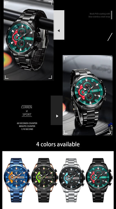 Curren Stainless Steel Men's Watch with Luminous Dial - Smarsty