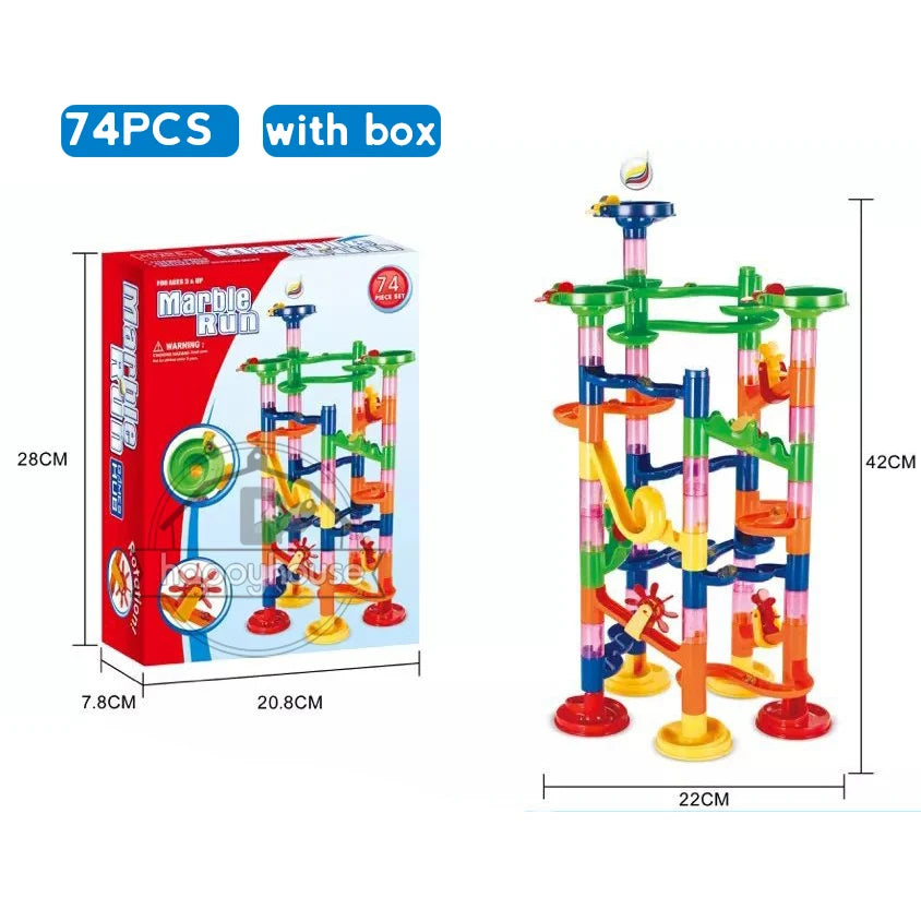 Marble Run Race Track Building Blocks Kids 3D Maze Ball Roll Toy DIY Marble Run Race Coaster Set 80/105/109/133pc Christmas Gift - Smarsty