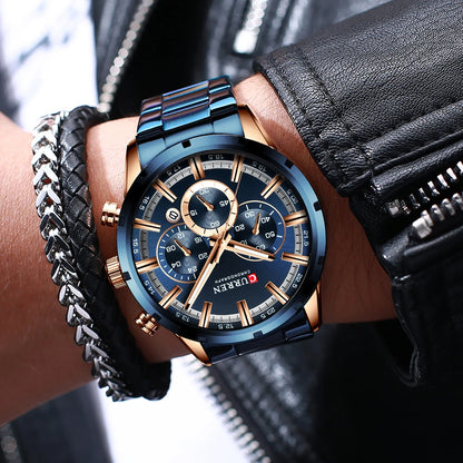 Curren Men's Waterproof Business Watch with Blue Dial - Smarsty