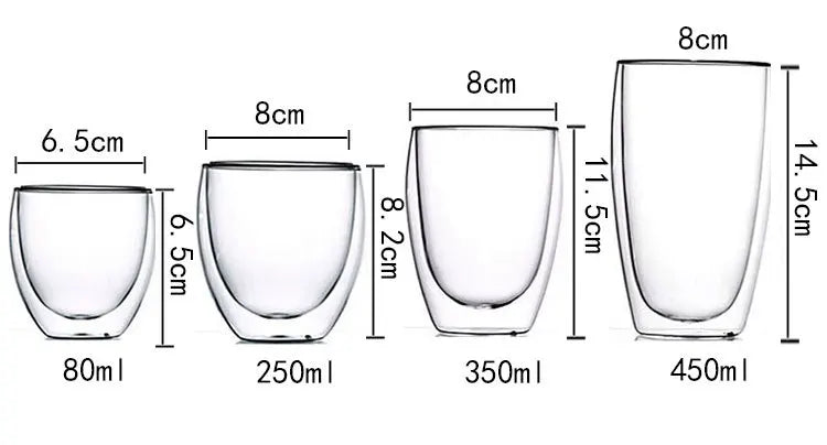 Double Wall Borosilicate Glass Mugs Set Heat Resistant - Smarsty