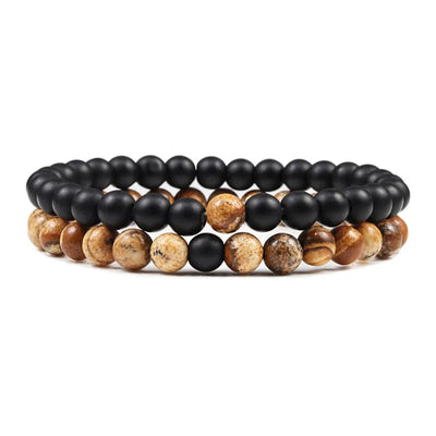 Couples Distance Lava Stone Yoga Bracelets Set - Smarsty