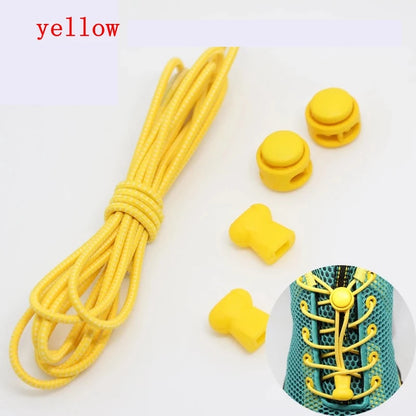 1 Pair 22 Colors Elastic Shoelaces Round Locking No Tie Shoe Laces Kids Adult Quick Lazy Laces Rubber Sneakers Shoelace T1 - Smarsty