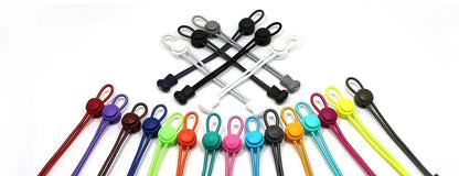 1 Pair 22 Colors Elastic Shoelaces Round Locking No Tie Shoe Laces Kids Adult Quick Lazy Laces Rubber Sneakers Shoelace T1 - Smarsty