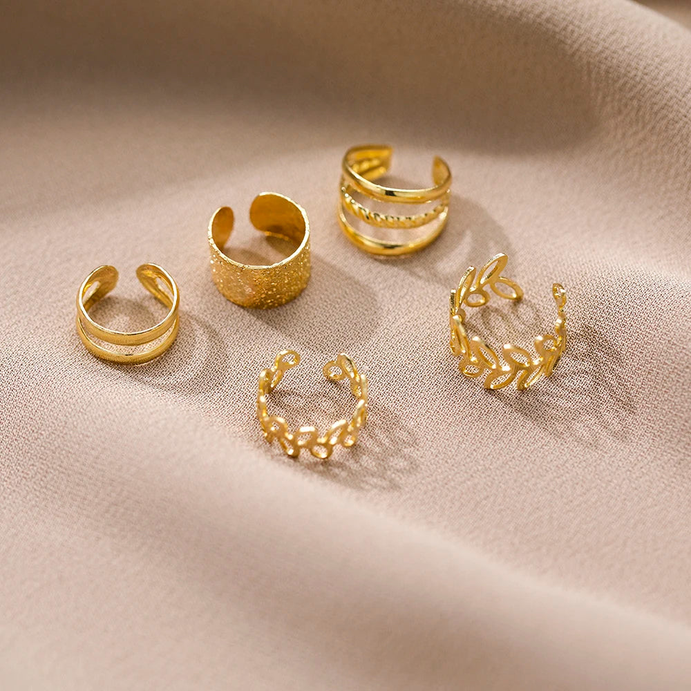 Vintage Gold Leaf Ear Cuff Non Piercing Clip Earrings - Smarsty