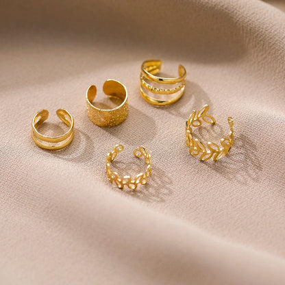 Vintage Gold Leaf Ear Cuff Non Piercing Clip Earrings - Smarsty