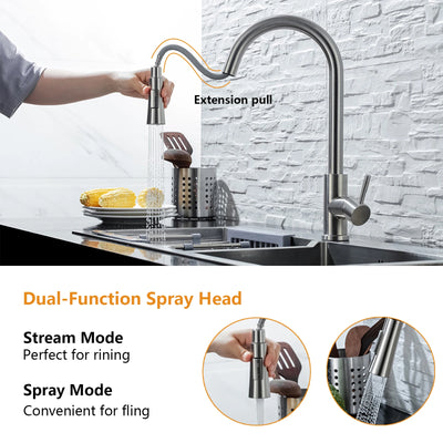 DQOK Smart Touch Control Kitchen Faucet with Pull Out Spray - Smarsty