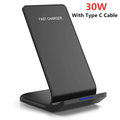 30W Qi Wireless Charger Stand Fast Charging Dock For Phones - Smarsty