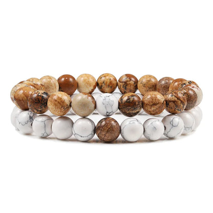 Couples Distance Lava Stone Yoga Bracelets Set - Smarsty