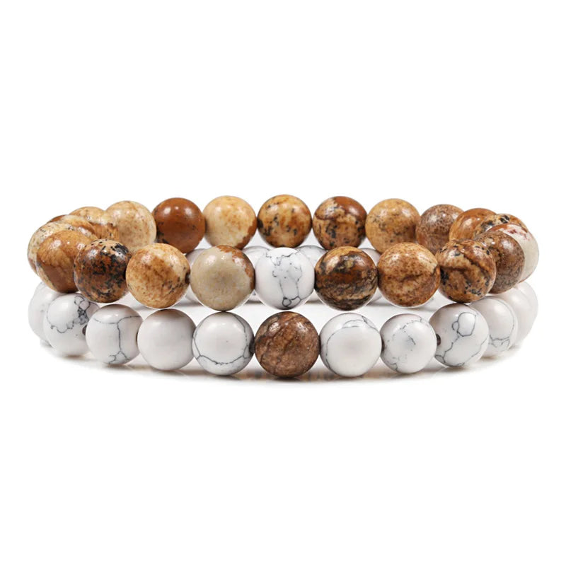 Couples Distance Lava Stone Yoga Bracelets Set - Smarsty