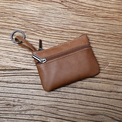 Genuine Leather Mini Coin Purse for MenTop Layer Cowhide Wallet Women Zipper Vintage Card Bag Short Lady Wallet Key Case NZPJ - Smarsty