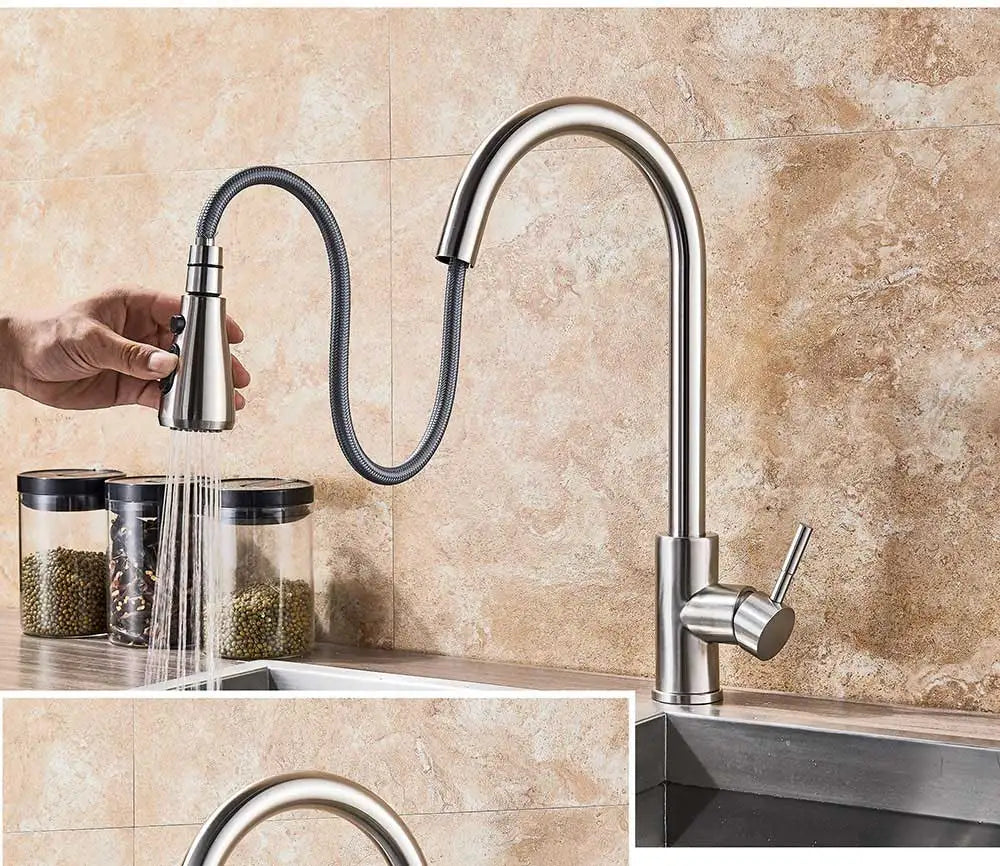 Rozin Chrome Kitchen Faucet with Pull Out Sprayer - Smarsty