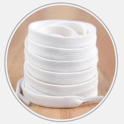 1Pair Classic shoelaces Flat black White Shoe Lace Double Fabric Non-slip Polyester Laces Casual Sport Shoestrings 100/120/140CM - Smarsty