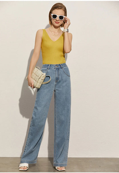 Amii Minimalism Summer New Women's Camisole Tops Office Lady Solid V-neck Sexy Slim Vest Girls Tank Streetwear Tops 12321058