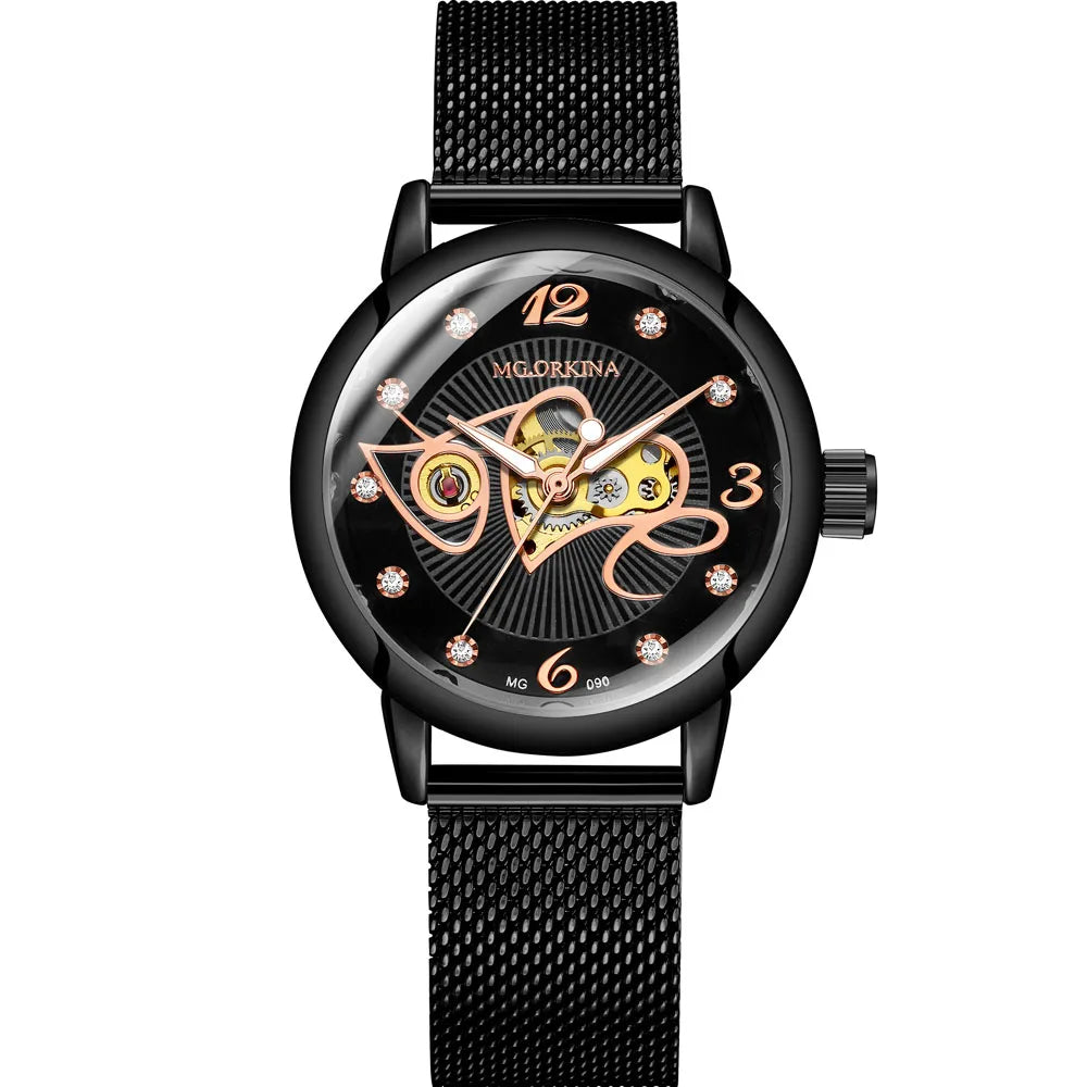 Luxury Skeleton Women's Mechanical Watch with Automatic Movement - Smarsty