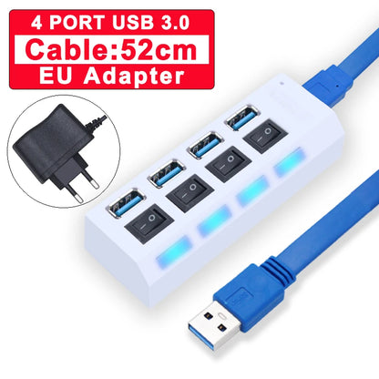 USB Hub 3.0 With Power Switch 7 Port Expansion Pro