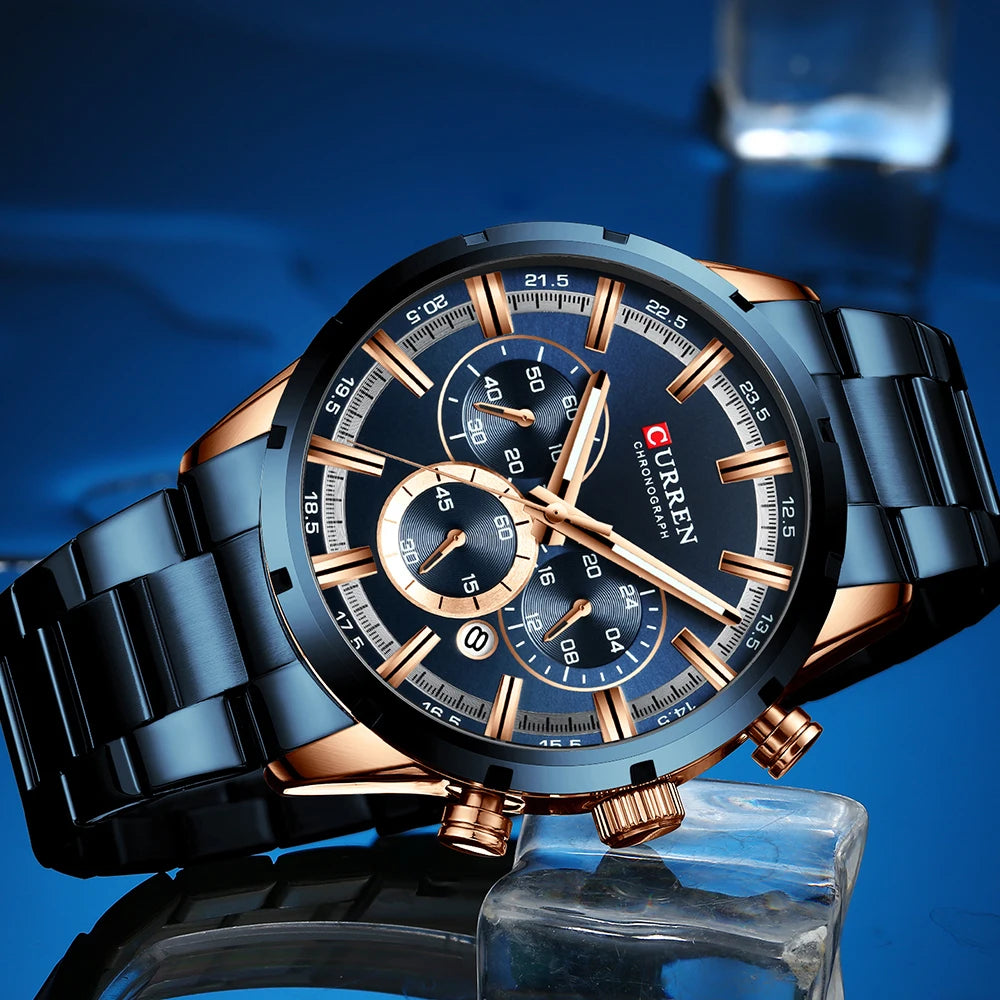 Curren Men's Waterproof Business Watch with Blue Dial - Smarsty