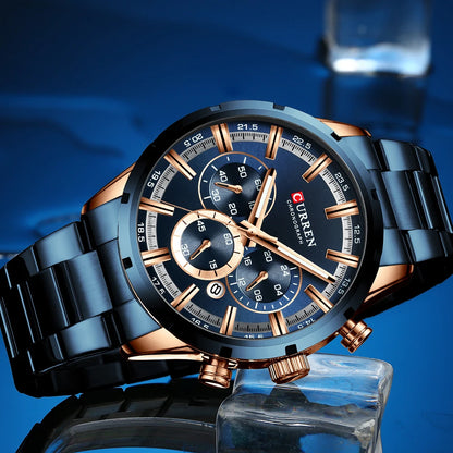 Curren Men's Waterproof Business Watch with Blue Dial - Smarsty