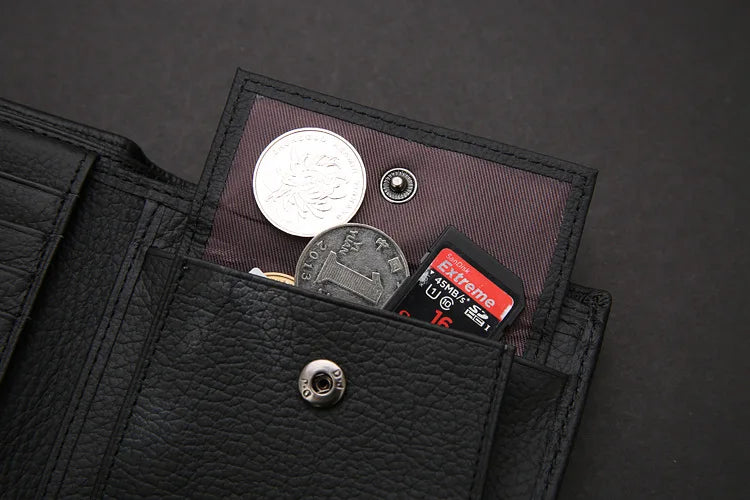 Classic Short Genuine Leather Men Wallets Fashion Coin Pocket Card Holder Men Purse Simple Quality Male Wallets - Smarsty