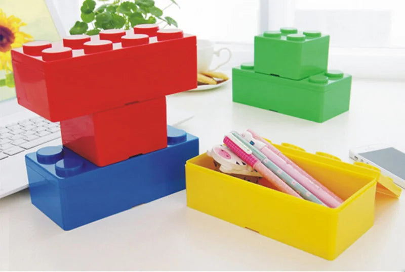 Building Block Storage Box Creative Plastic Storage Box Saving Space Storage Organizers Desktop Office Storage Supplie Kids Gift