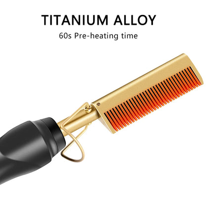 2 in 1 Electric Hot Comb Hair Straightener and Curler - Smarsty