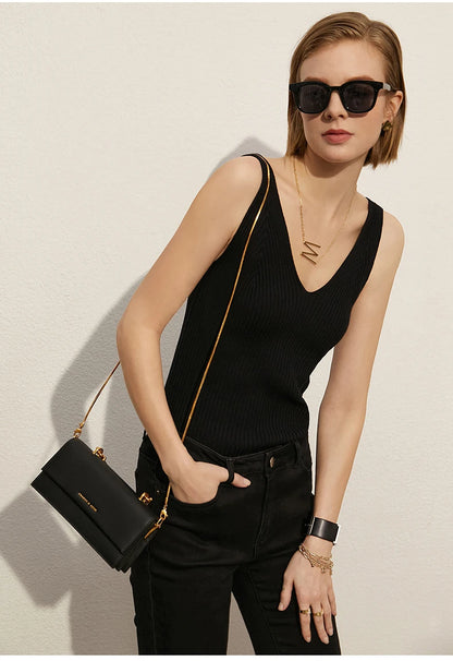 Amii Minimalism Summer New Women's Camisole Tops Office Lady Solid V-neck Sexy Slim Vest Girls Tank Streetwear Tops 12321058