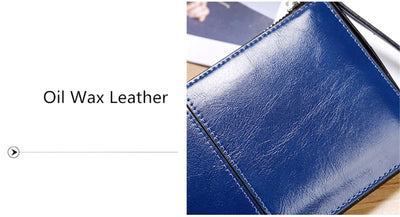 Women's Vintage Oil Wax PU Leather Clutch Wallet Female Large Capacity Phone Purse Ladies Wristband Simple Card Holder Pouch Bag - Smarsty