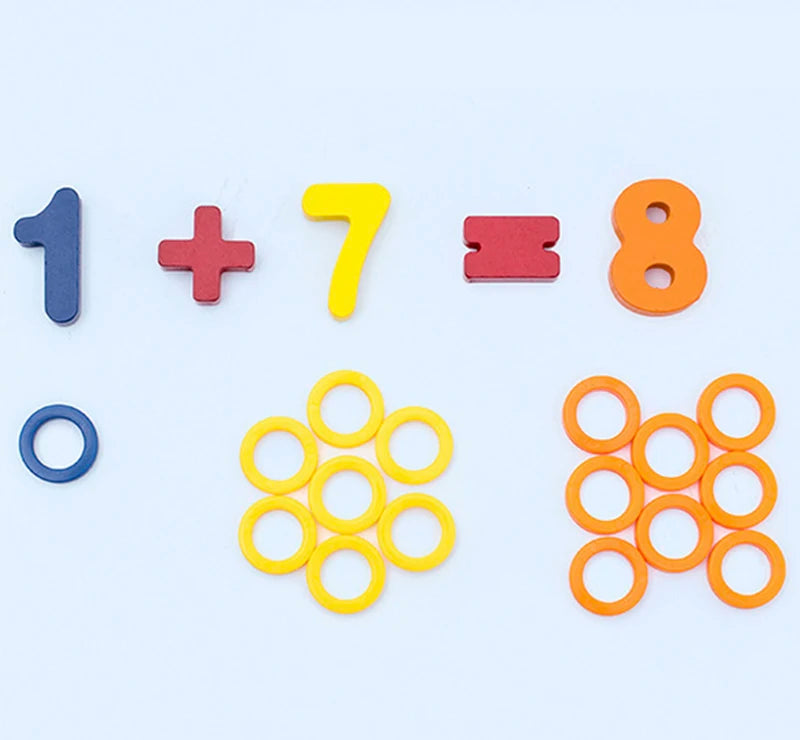 3D Preschool Children Educational Toys Wooden Montessori Arithmetic Magnetic Fishing Digital Shape Matching Building Block Toys - Smarsty