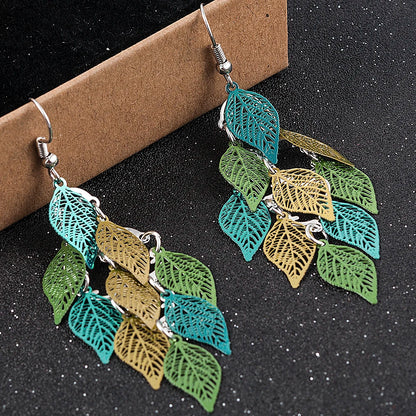 Bohemian Style Nine Leaf Drop Earrings for Women Gifts - Smarsty