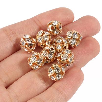 50pcs AB Color Metal Crystal Rhinestone Beads for Jewelry Making - Smarsty