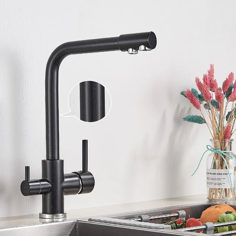 Black Grey Water Filter Kitchen Faucet with 360 Degree Rotation - Smarsty