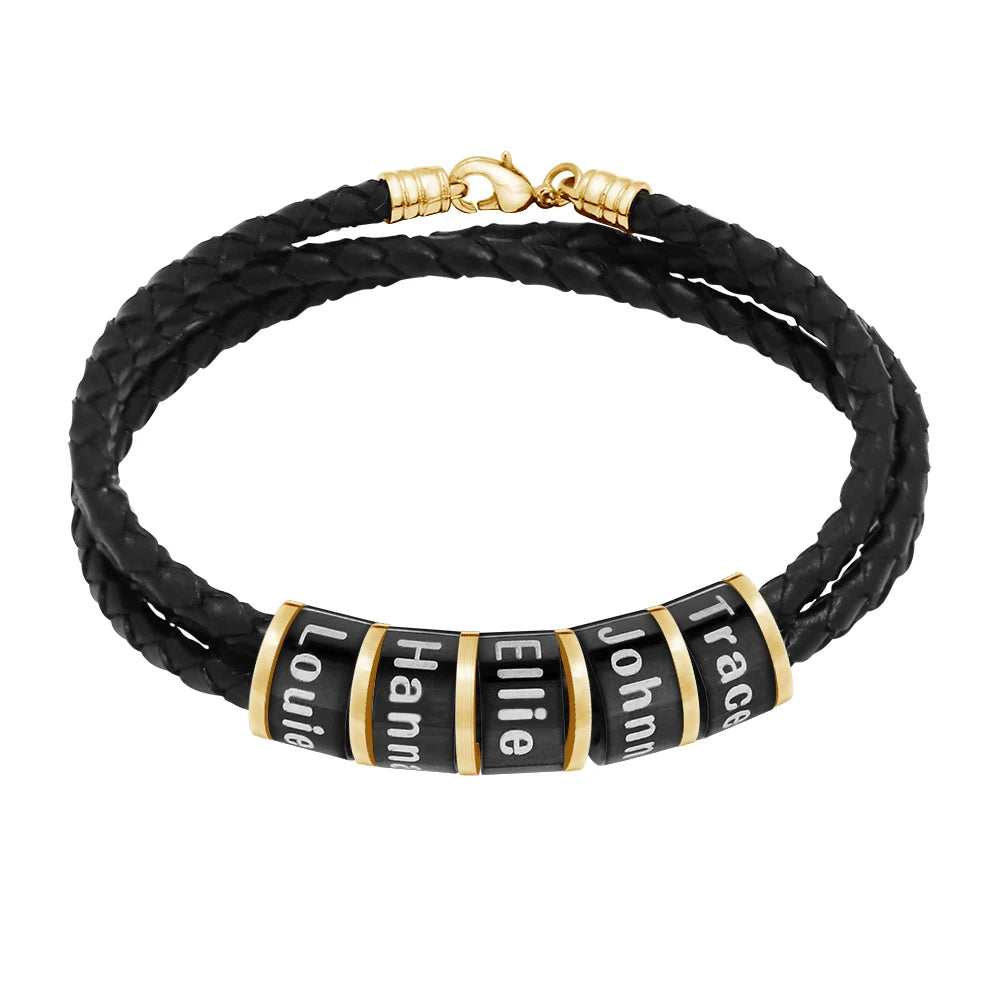 Personalized Men Leather Bracelet Custom Name Gift - Smarsty