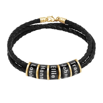 Personalized Men Leather Bracelet Custom Name Gift - Smarsty