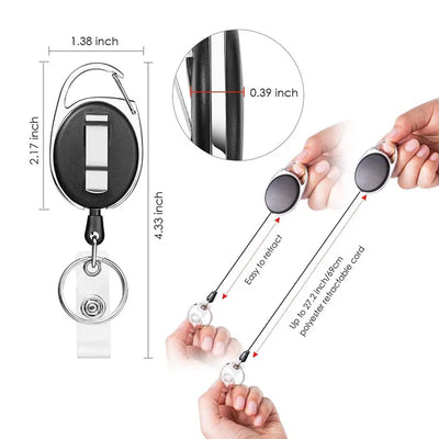 Retractable Badge Reel with Card Holder Reel Clip Key Ring Retractable ID Card Holder Key Chain Holders for Office Name Tag - Smarsty