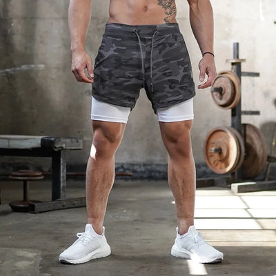 Camo Running Shorts Men Gym Sports Shorts 2 In 1 Quick Dry Workout Training Gym Fitness Jogging Short Pants Summer Men Shorts - Smarsty