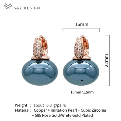 Fashion Pearl Dangle Earrings for Women with Cubic Zirconia - Smarsty