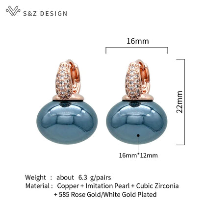 Fashion Pearl Dangle Earrings for Women with Cubic Zirconia - Smarsty