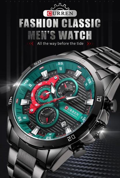 Curren Stainless Steel Men's Watch with Luminous Dial - Smarsty