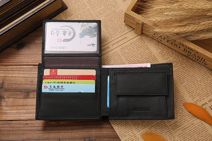 Classic Short Genuine Leather Men Wallets Fashion Coin Pocket Card Holder Men Purse Simple Quality Male Wallets - Smarsty