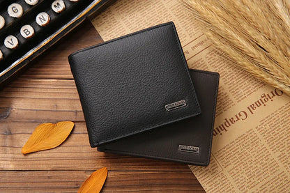 Classic Short Genuine Leather Men Wallets Fashion Coin Pocket Card Holder Men Purse Simple Quality Male Wallets - Smarsty