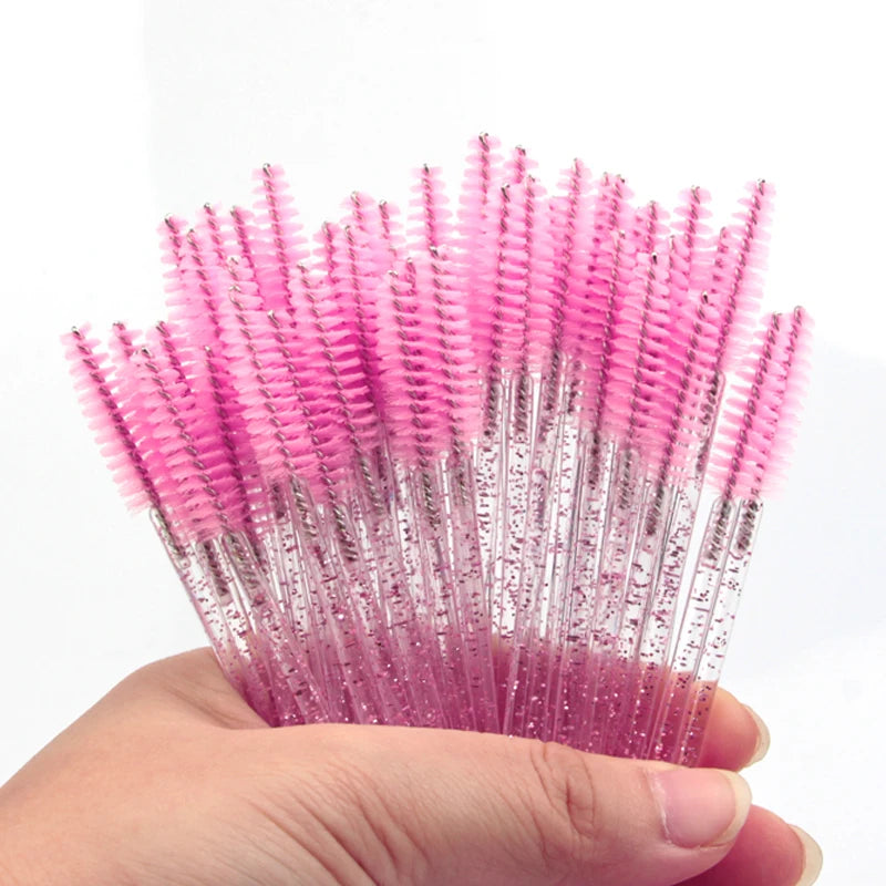 5/25/50 PCS Makeup Brushes Pink Crystal Eyelashes Brush Reusable Fake Lashes Extension Supplies False Eyelash Make up Tool Hot - Smarsty