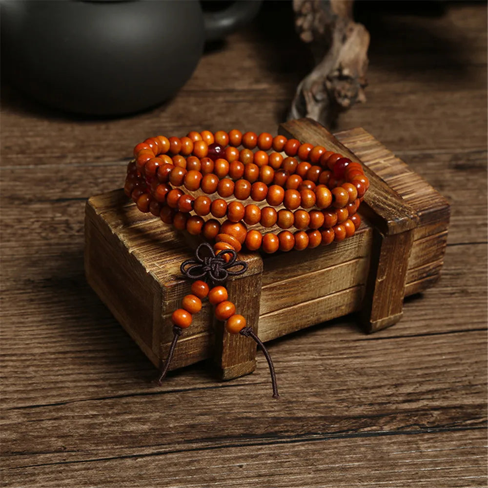 Green 6mm Natural Sandalwood Beaded Bracelets for Women - Smarsty